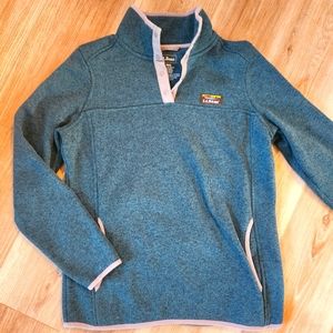 L.L. Bean Teal Pullover Fleece with Light Gray Trim